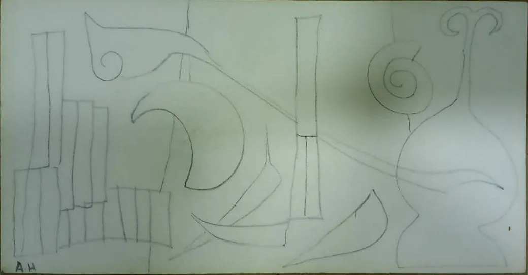 Ensemble: Untitled Pencil 1306 - 1307 (Two drawings mounted back-to-back in frame)