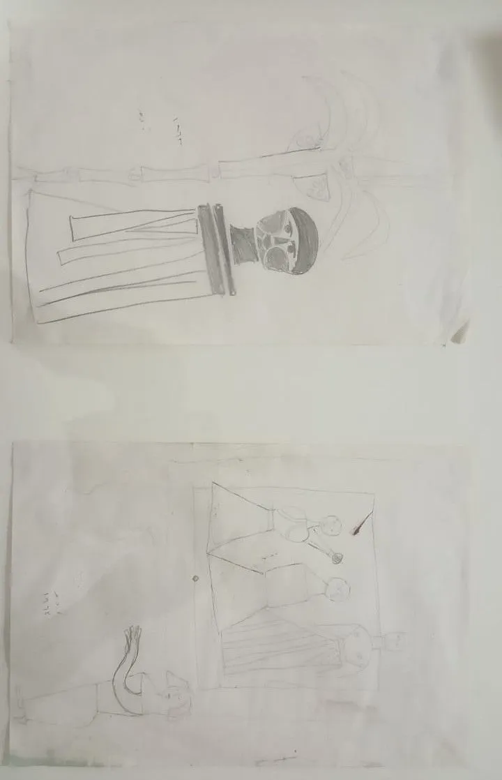 Ensemble: Untitled Pencil 173 - 174 (Two drawings in unified frame)