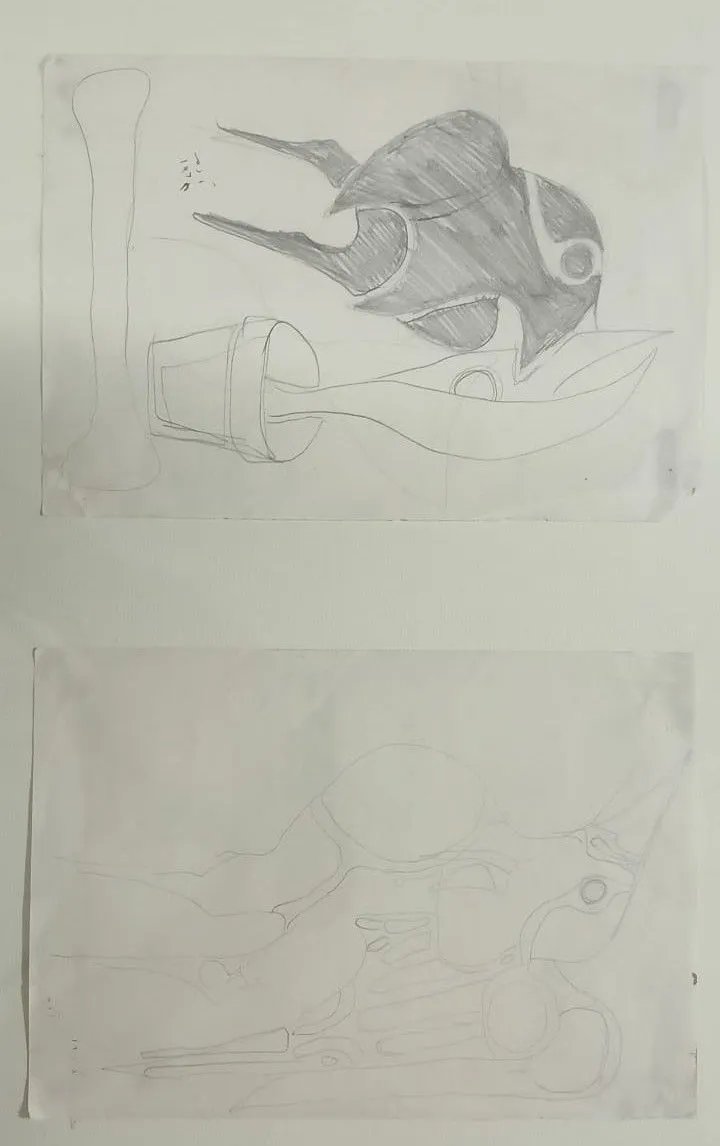 Ensemble: Untitled Pencil 175 - 176 (Two drawings in unified frame)